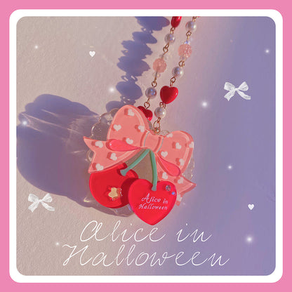 Halloween Alice - Sweet Cherry Lolita Plastic Necklace Ring