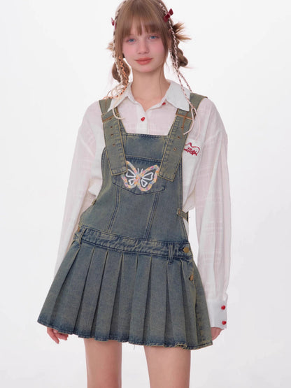 Denim suspender skirt【s0000007531】