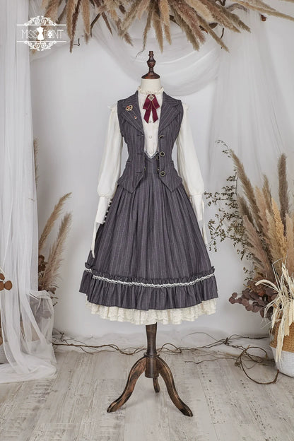 Miss Point - Rose Doll - Elegant Lolita Striped Fishbone Skirt