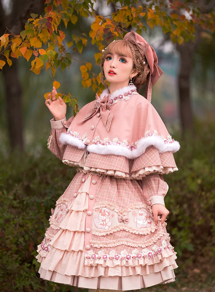 Youpairui - Helford - Sweet Coordinated Lolita Suit Pink Plaid Lolita SK Set