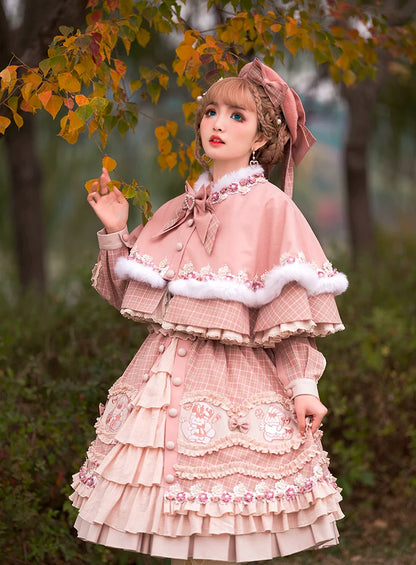 Youpairui - Helford - Sweet Coordinated Lolita Suit Pink Plaid Lolita SK Set