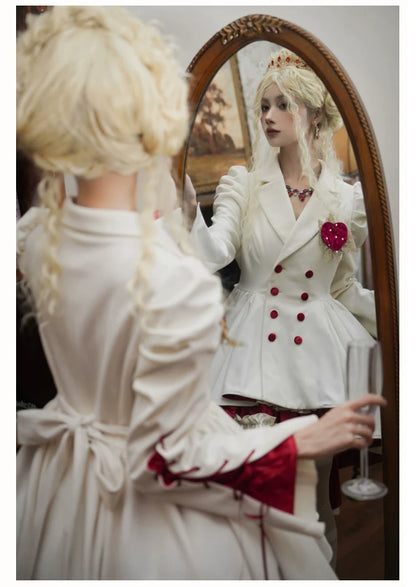 With PUJI - Mary's Heart - Classic Lolita Bodice Dress with Invisible Strap Irregular Coat