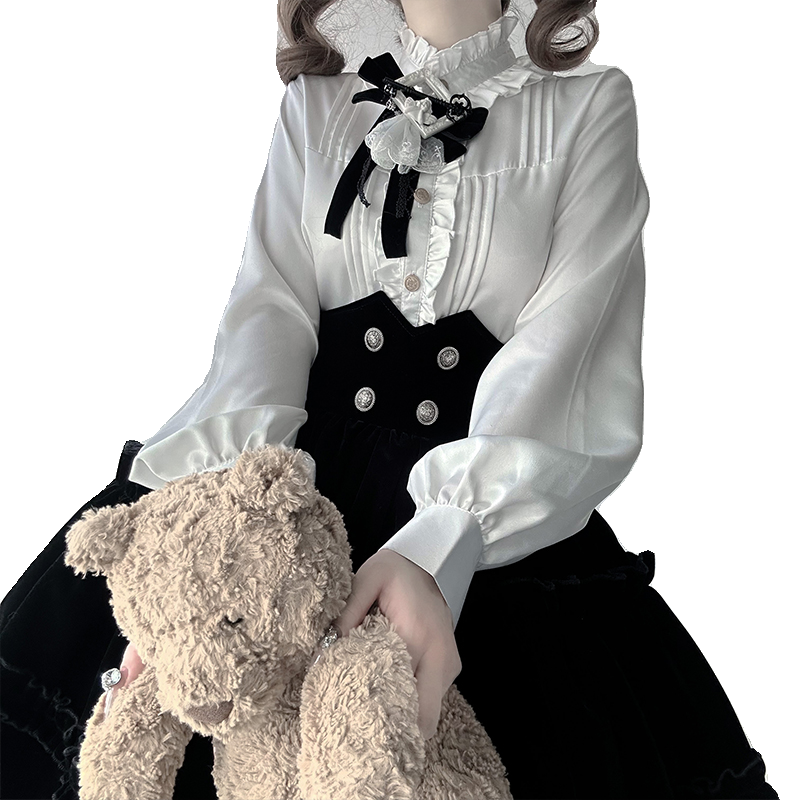 CastleToo - Erosion Heart F-Type - Ouji Lolita Suit Black Velvet Shorts and Skirt