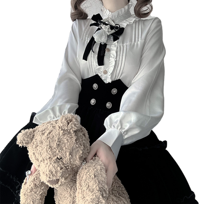 CastleToo - Erosion Heart F-Type - Ouji Lolita Suit Black Velvet Shorts and Skirt