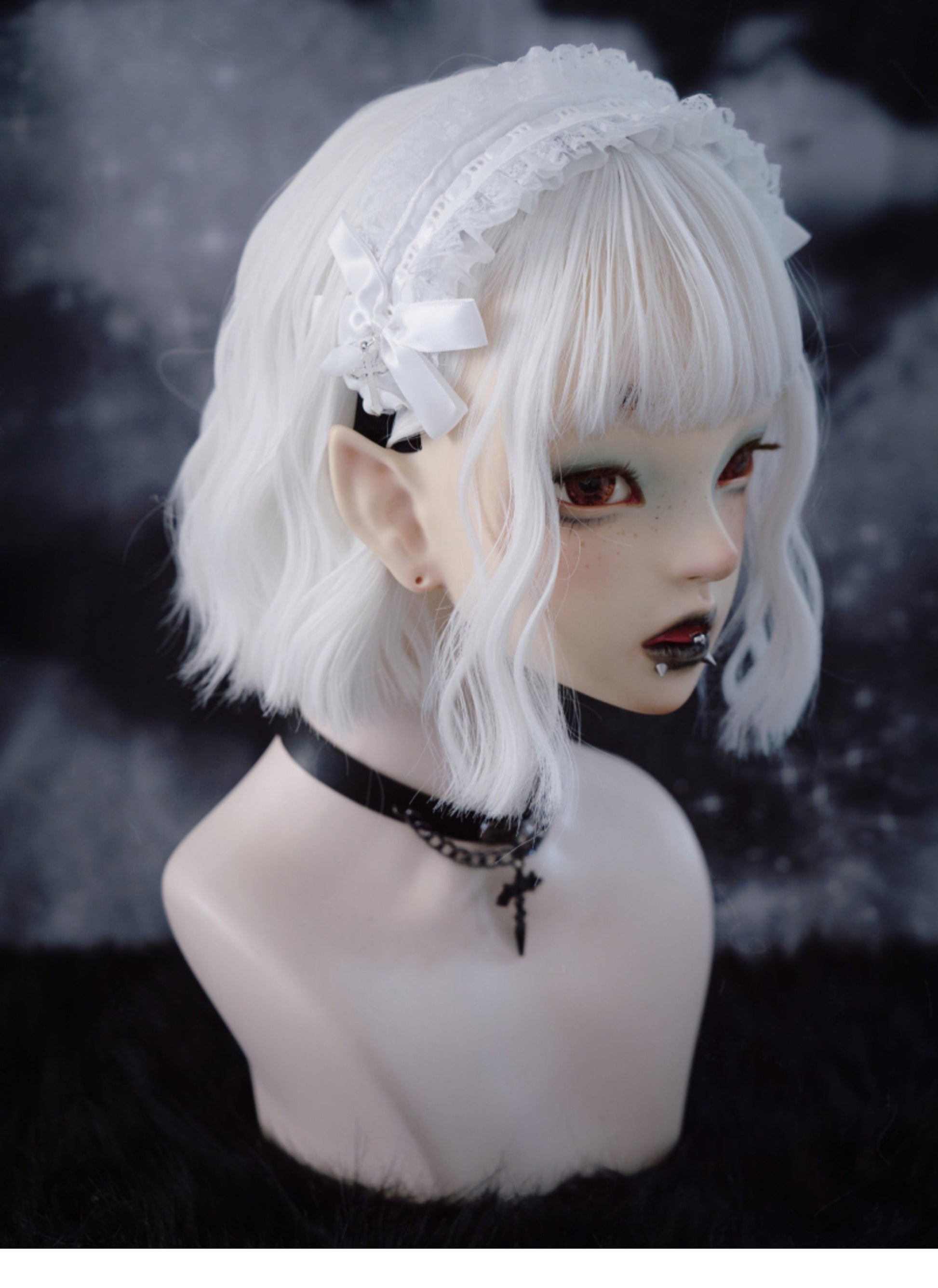 Strange Sugar - Gothic Lolita White Ruffle Hairband