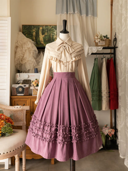 Forest Wardrobe - Forest Basket - Elegant Lolita Blouse, Vintage Bow Tie