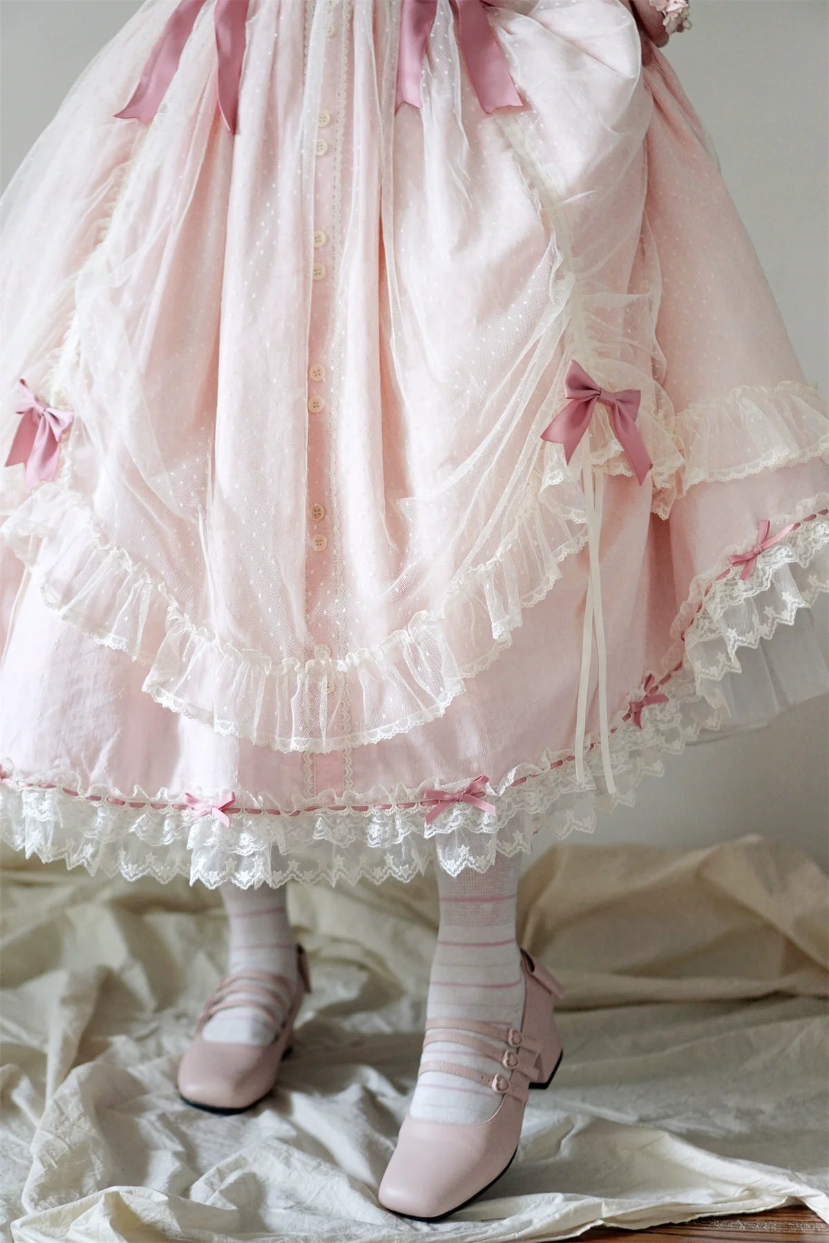 Uncle's Workshop - Fluttering Cherry Spring Strings - Cotton Sweet Lolita JSK Dress