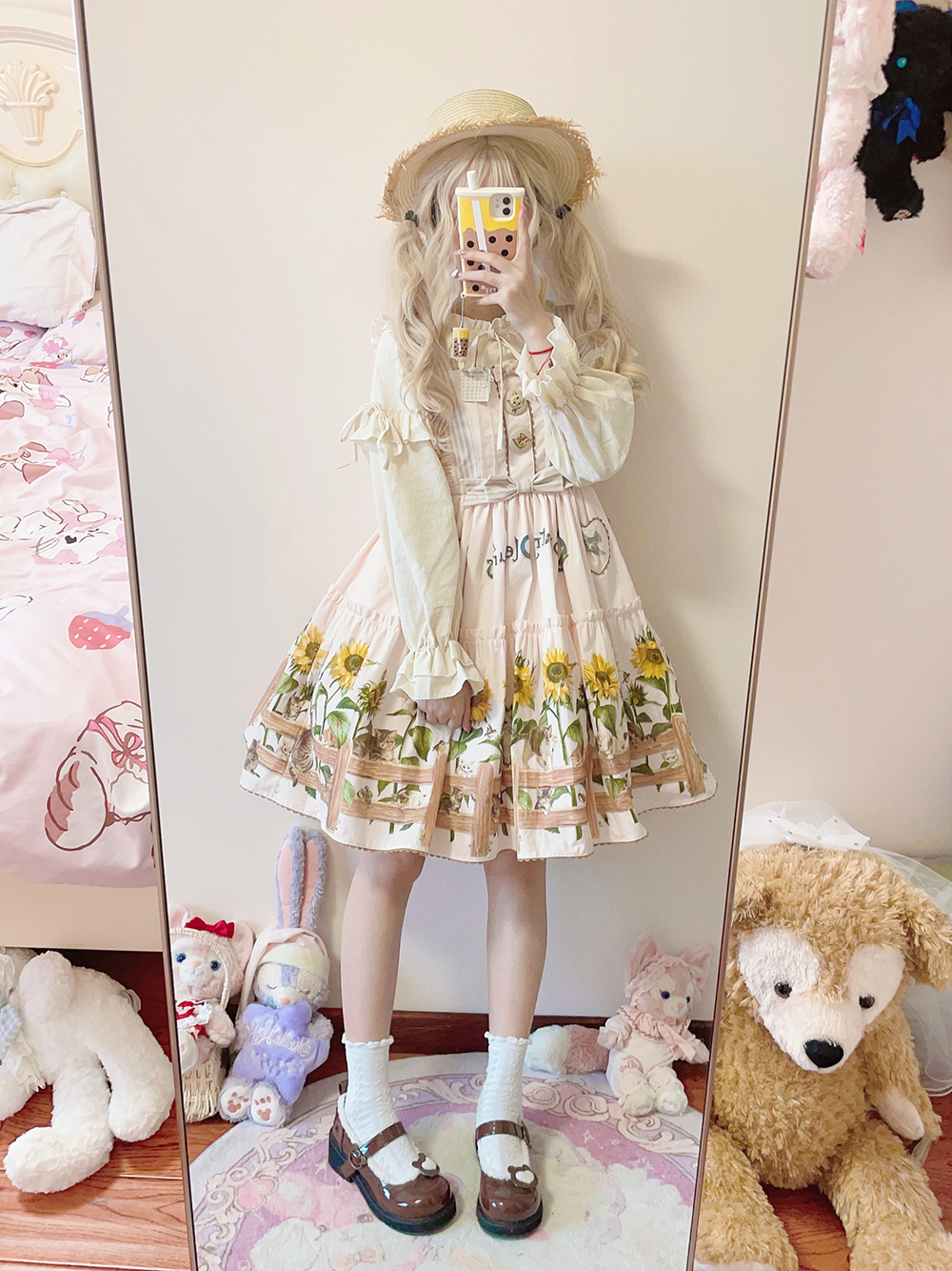 Polaris Lolita - Cat and Sunflower - Sweet Lolita JSK, Cat and Sunflower Print