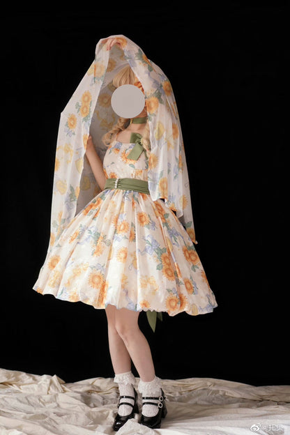 Akiyama Future Studio - Sunflower Print Lolita JSK Dress in Breathable Light Fabric