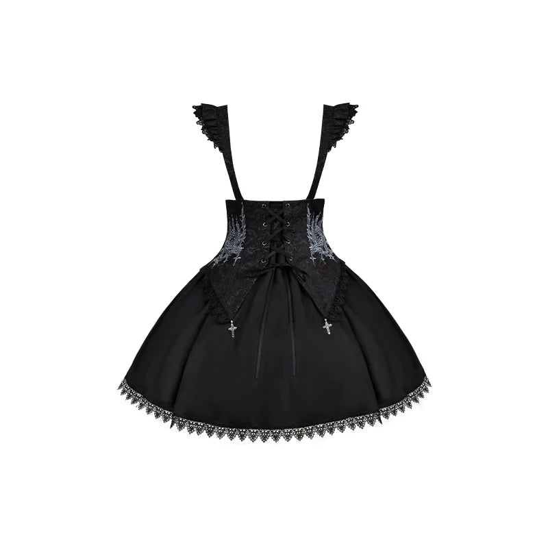 With PUJI - Thorny Night - Gothic Lolita Bust-supporting Skirt With Removable&Adjustable Strap