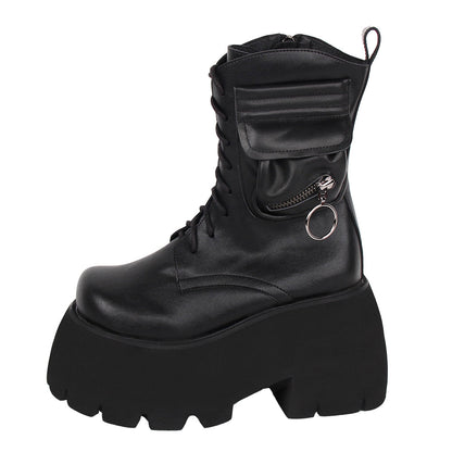 Angelic imprint - Gothic Lolita Black Leather Platform Shoes