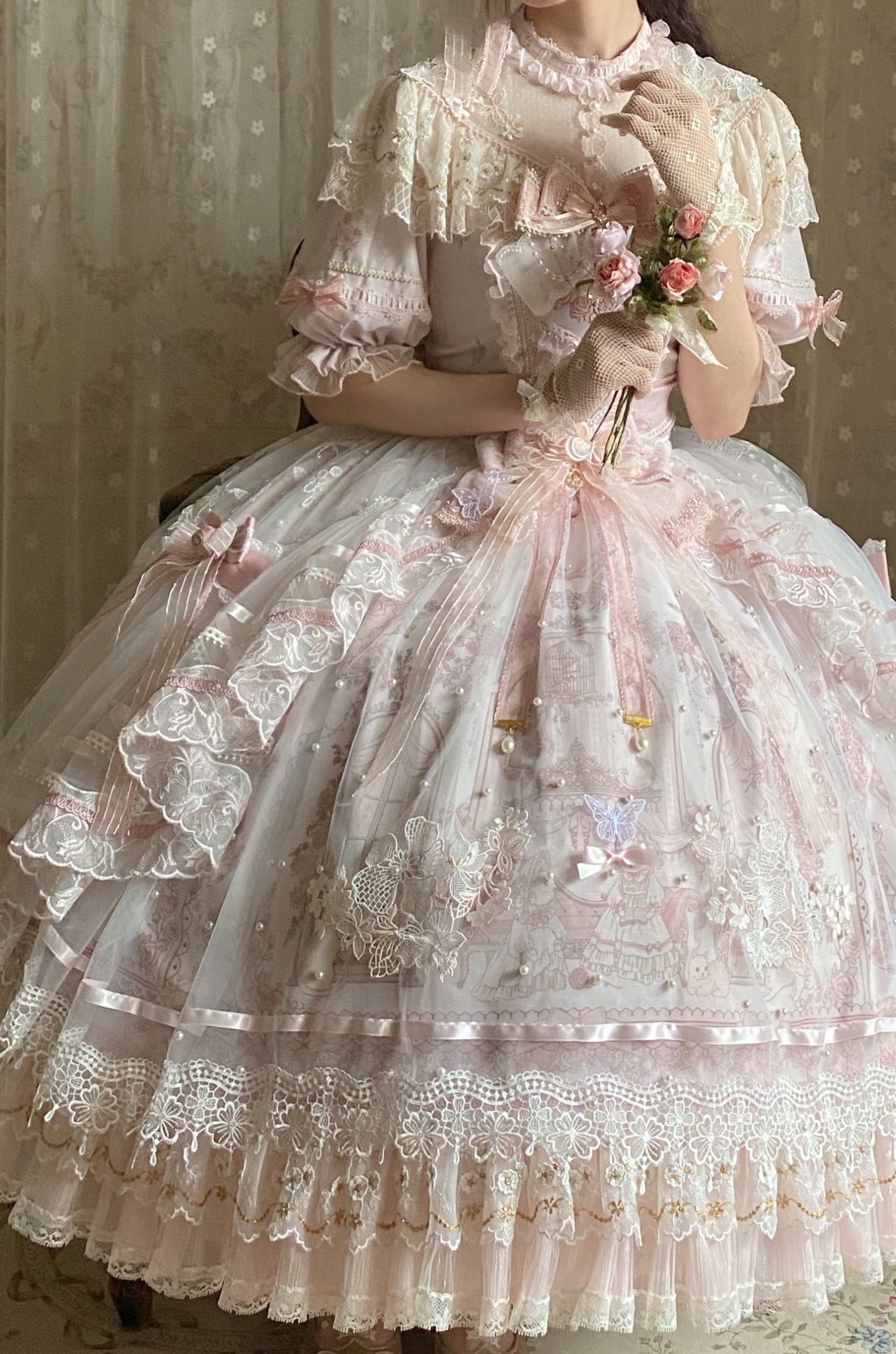 Garden Cat - Sunset Realm Lolita Bride Gorgeous OP FS