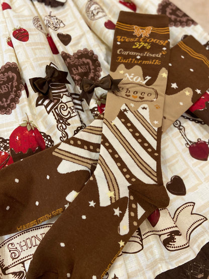 Yukines Box - Kawaii Lolita Chocolate Color Cotton Socks