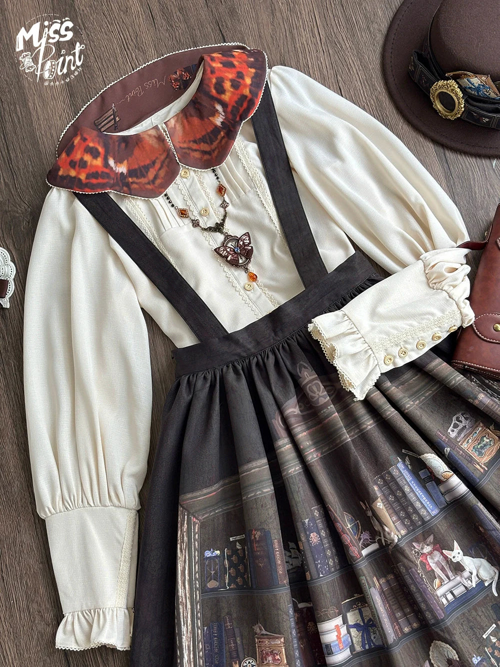 Miss Point - German Bookshelf - Classic Lolita SK, Detachable Suspenders