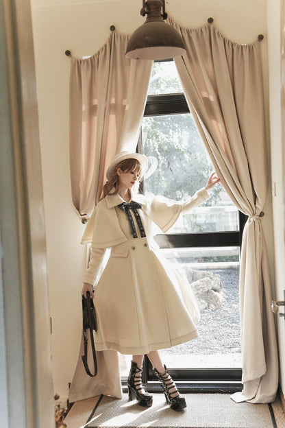 Unideer - Galaxy Traveler - Classic School Lolita Overcoat with Detachable Cape and Bow