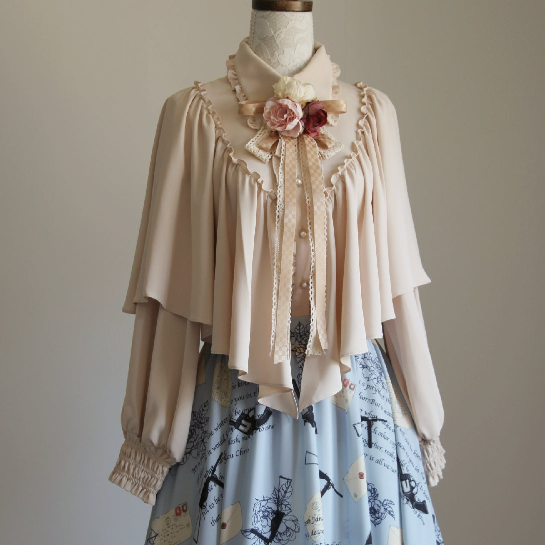 VTGDOLL - World War II love letter - Elegant Lolita Shirt and Lolita Painted SK