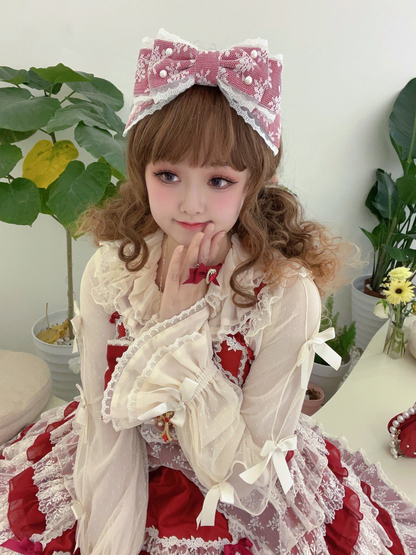 Cheese Cat - Sweet Lolita KC Lace Butterfly Lolita KC with Pearl