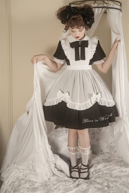 Letters from Unknown Star - Sweet Alice - Short Sleeves Maid Lolita OP