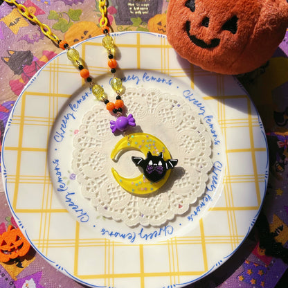Halloween Alice - Chubby Bat - Halloween Colorful Beads Lolita Necklace, Bat Accents