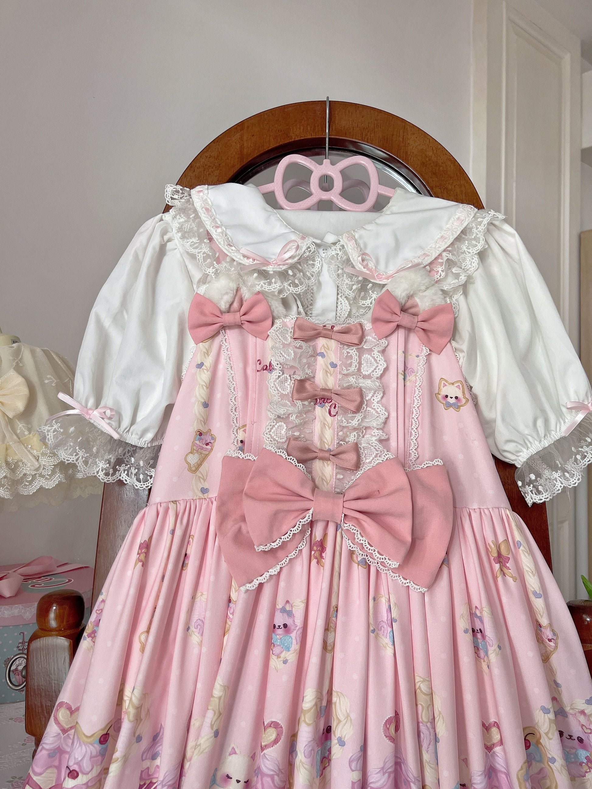 Sugar Girl - Kawaii Lolita Sweet JSK Dress, Cat Printed