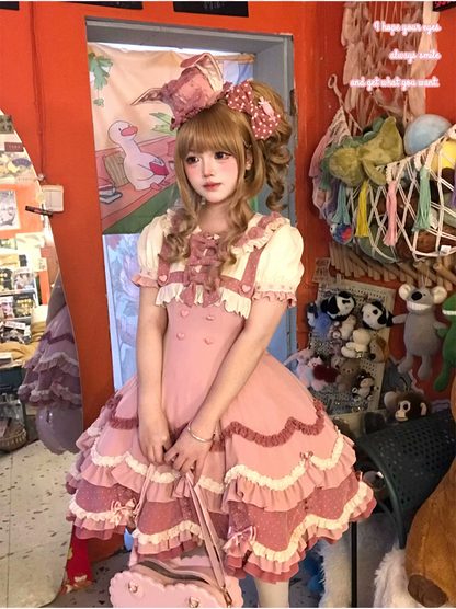 Sakurahime - Bunny Breeze - Pink Sweet Lolita OP Dress with Cute Hat and Bunny Ears