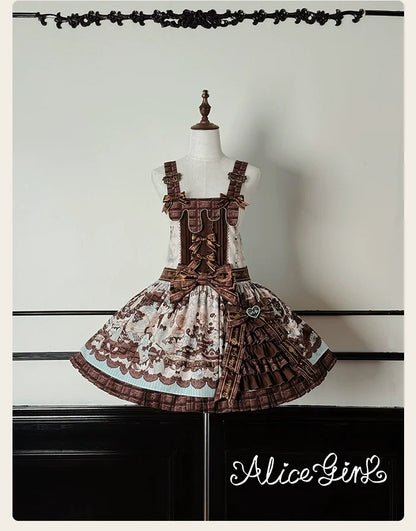 Alice Girl - Bear Chocolate Bar - Kawaii Lolita JSK & Salopette Dress