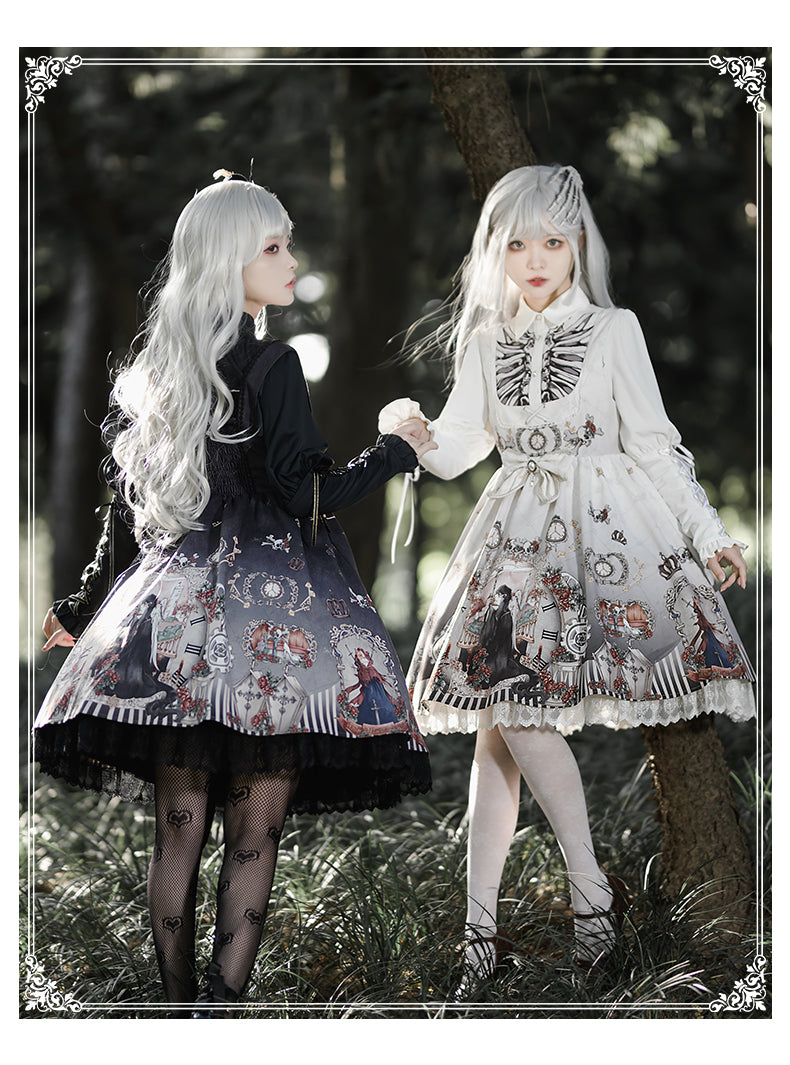 YingLuoFu - Black Fairytale - Gothic Twins Lolita JSK
