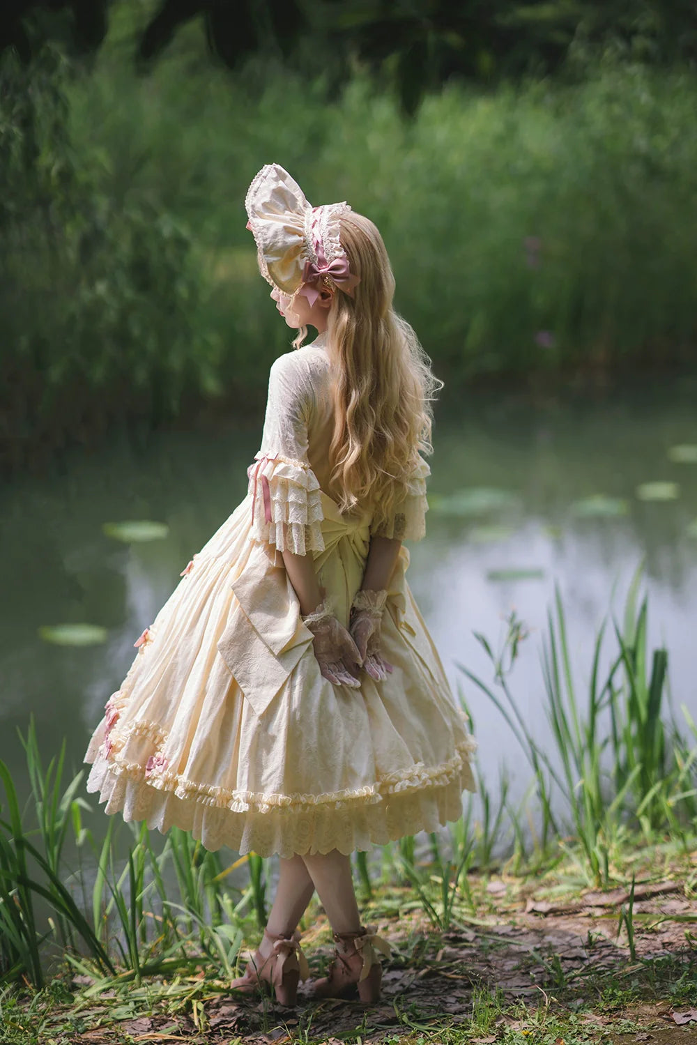 Miss Point - Lilyka Garden - Classic Lolita OP Dress Set Elegant Floral Wall Princess Sleeve