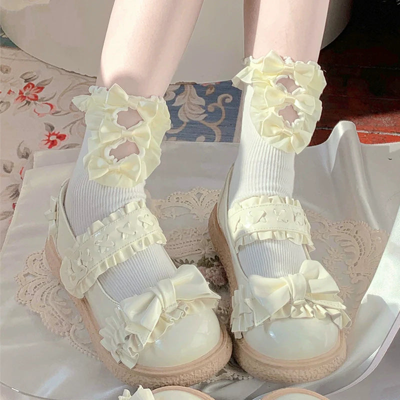 Fairy Godmother - Cute Lolita Shoes Bow Candy-Colored Lolita Flat Shoes