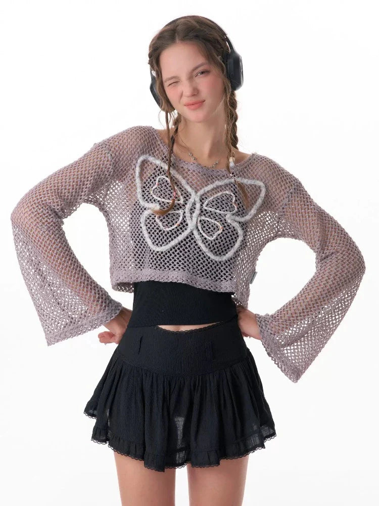 Butterfly short long sleeve knit【s0000007834】
