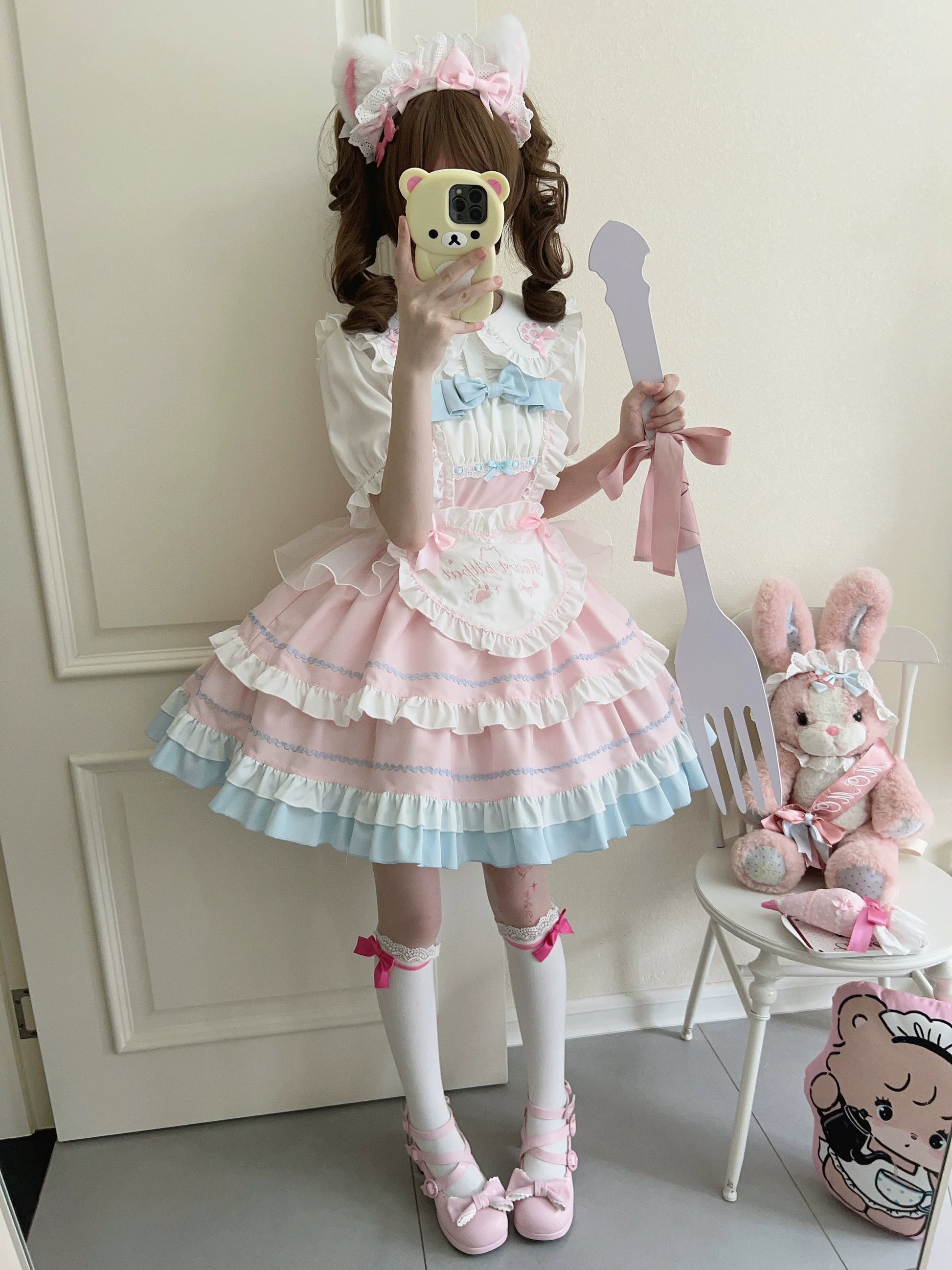 Sugar Girl - Cat Ear Tale - Sweet Lolita Jumper Dress Suspender Dress