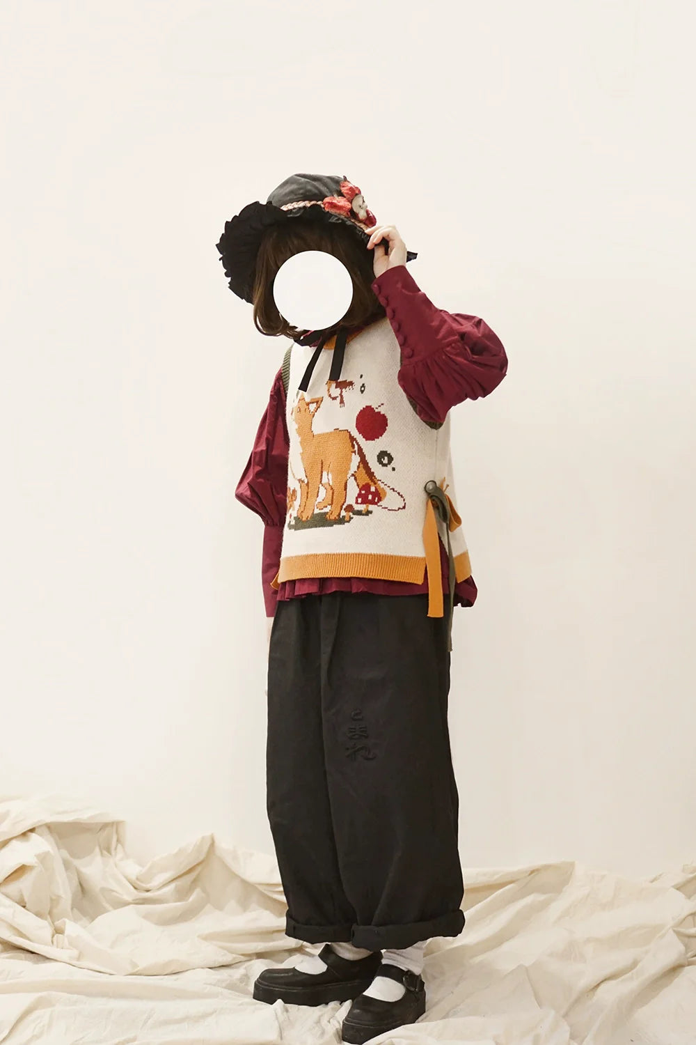 Miss Point - Chubby Fox in the Forest - Kawaii Lolita Vest Customized Lolita Sweater