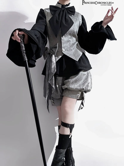 Princess Chronicles - Rabbit Hunting Glacier Gray - Vintage Lolita Grey Coat Kawaii Rabbit Ear Set