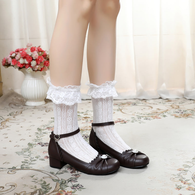 Sosic - Shell Dew - Sweet Lolita Bow Round Toe Shoes