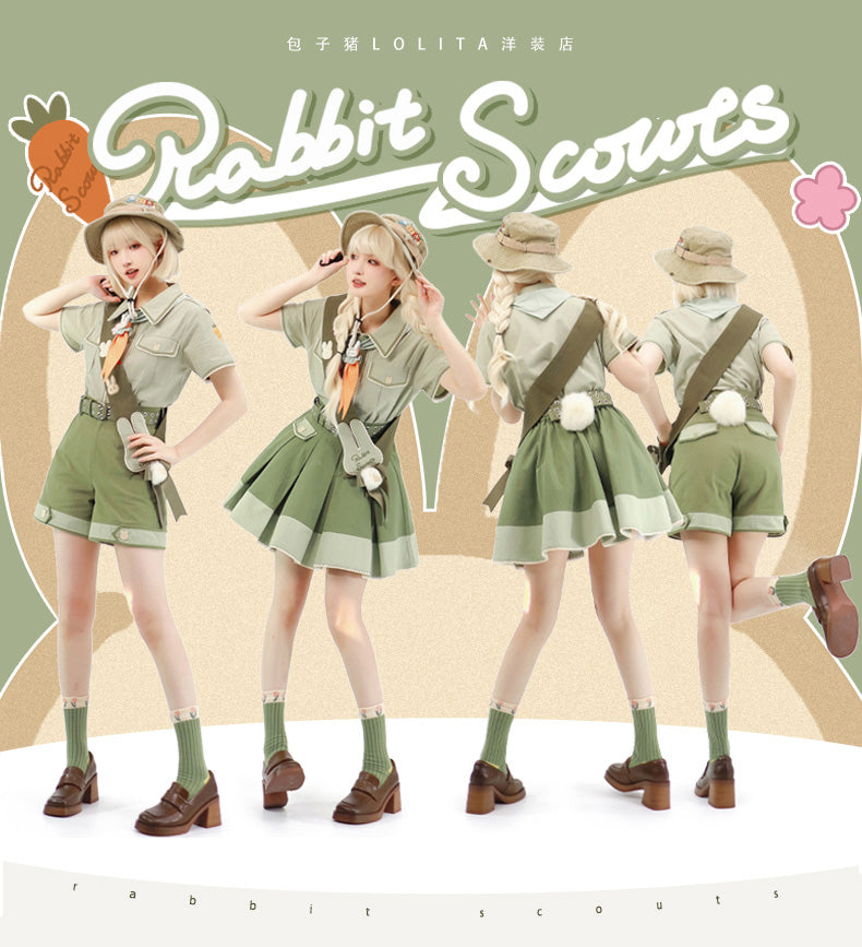 Piggy Bun - Bunny Trip - Ouji Lolita Green Cute Suits
