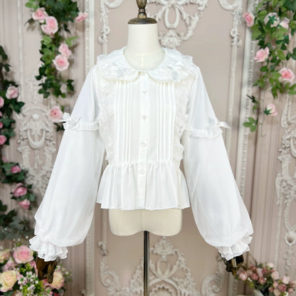 DMFS Lolita - Sweet Lolita Blouse Double-layered Puff Sleeves Lolita Shirt