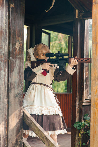 Infanta - Suliko - Maid Lolita OP Set with Soldier Style Waist Pack and Apron