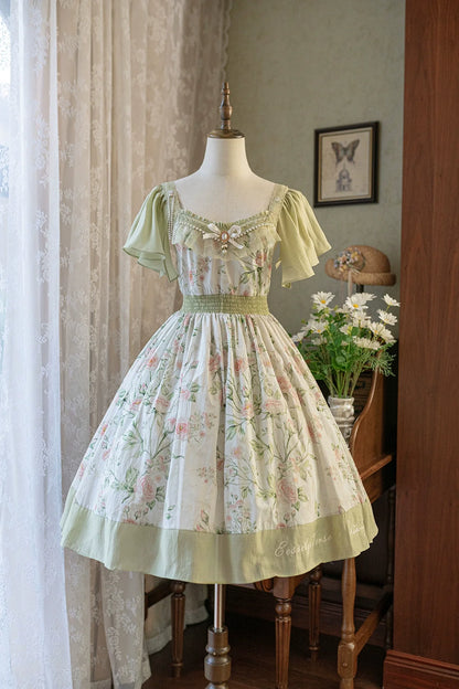 EESSILY - The Rose Dowry - Daily Cotton Lolita OP Dress V-neck Dress
