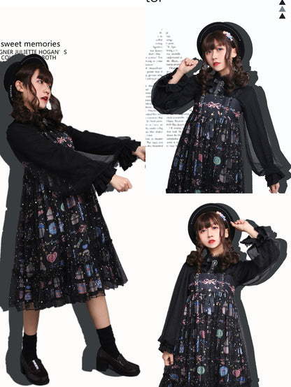 Kencrlo - Dim Moonlight - Classic Lolita Chiffon Yarn Inner Blouse