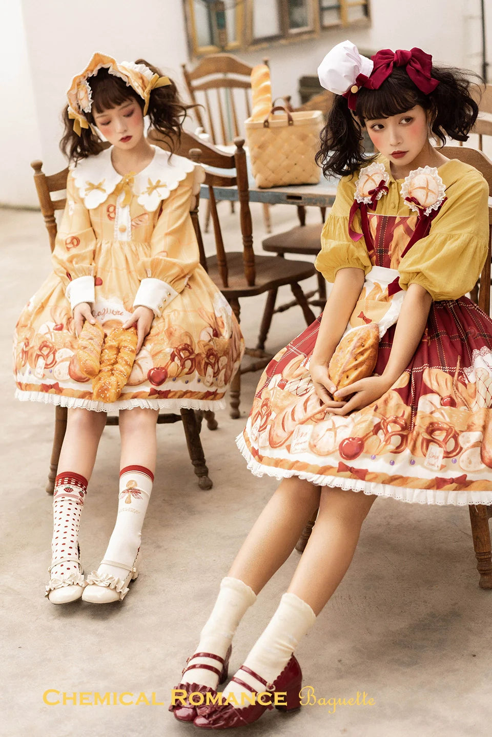 Chemical Romance - Freshly Baked Bread - Sweet Lolita OP Dress Long Sleeve Dress