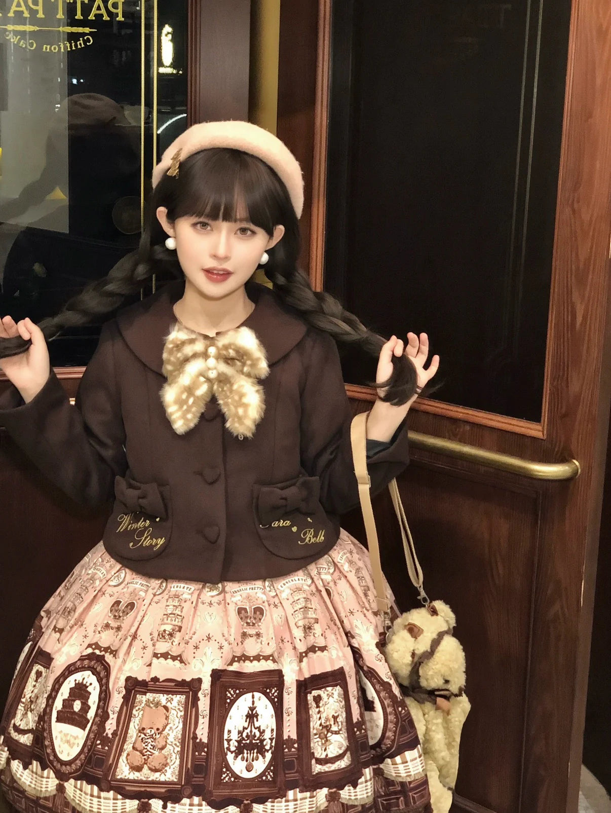 Sara Bell - Winter Story - Winter Kawaii Lolita Short Coat, Detachable Fur Collar