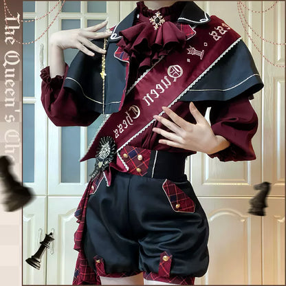 Forest Fluorescent Carps - Queen's Chess - Ouji Lolita Cape Shirt & Shorts Set