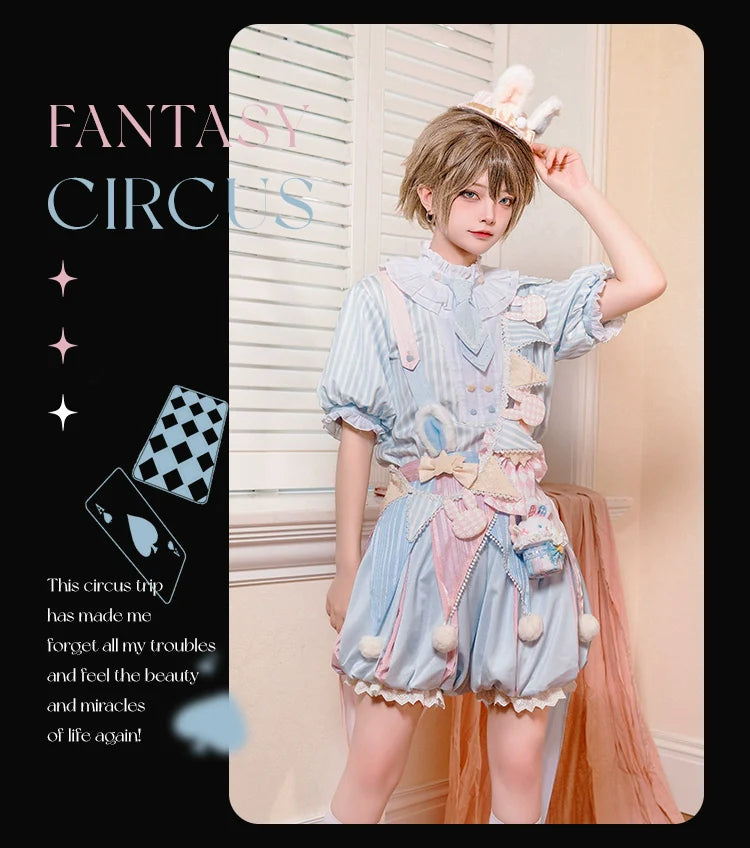 Forest Fluorescent Carps - Ouji Lolita OP Dress Circus Lolita Strip Prince Suit