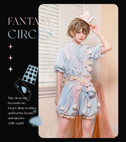 Forest Fluorescent Carps - Ouji Lolita OP Dress Circus Lolita Strip Prince Suit