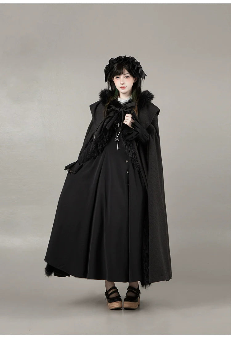 With PUJI - Letter and Poetry ﾂｷ Raven's Night Song - Gothic Lolita Black Cloak