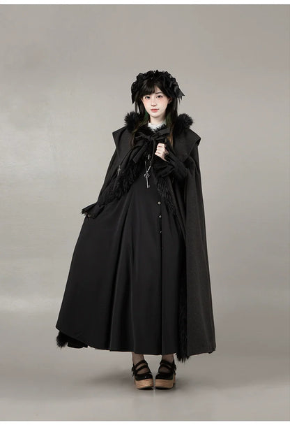 With PUJI - Letter and Poetry ﾂｷ Raven's Night Song - Gothic Lolita Black Cloak