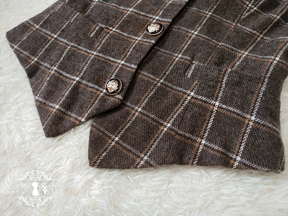 Miss Point - Rose - Elegant Lolita Pliad Print Vest Customized