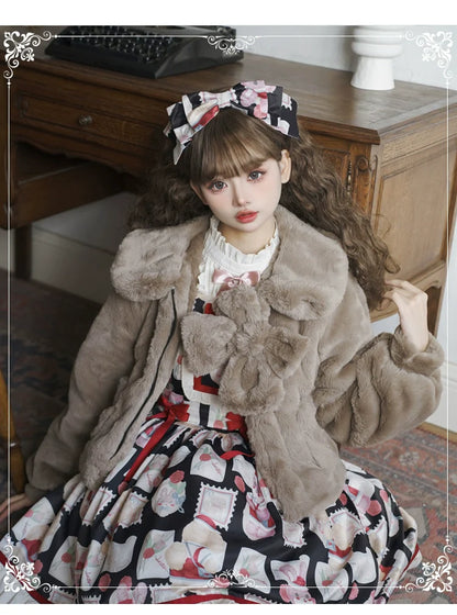 Eieyomi - Daily Lolita Coat Imitation Rabbit Hair Short Winter Coat