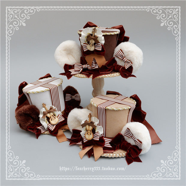 Fox cherry-Super Cute Lolita Bear Ears Top Hat Multicolors