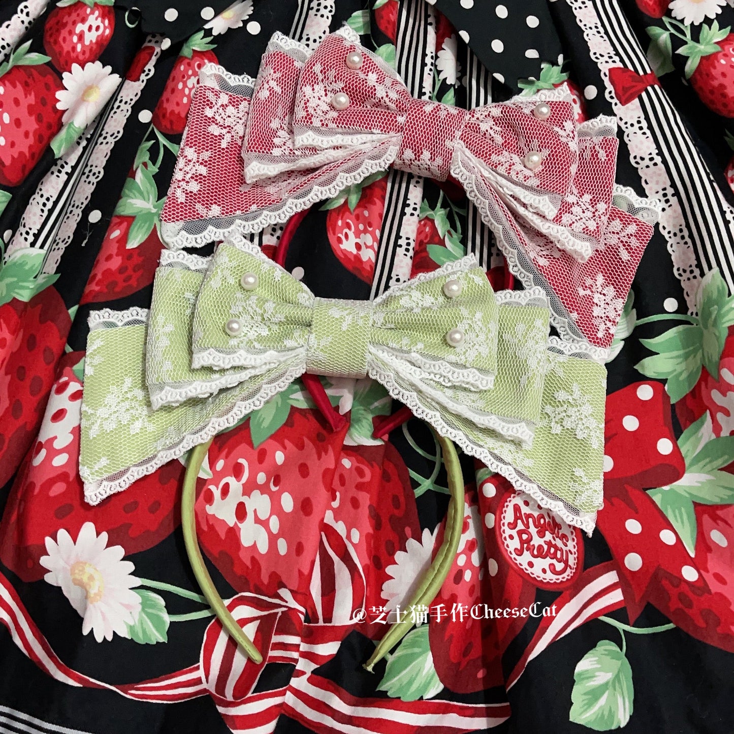 Cheese Cat - Sweet Lolita KC Lace Butterfly Lolita KC with Pearl